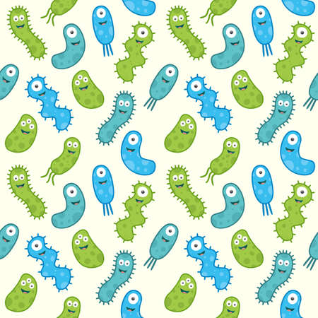 Set of colorful bacteria in a repeat patternのイラスト素材