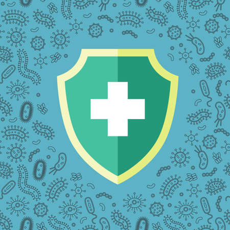 hygienic shield protecting from virus, germs and bacteria. Flat style vector illustration.のイラスト素材