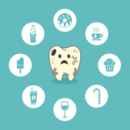 Dental cartoon vector - decay - iconsのイラスト素材