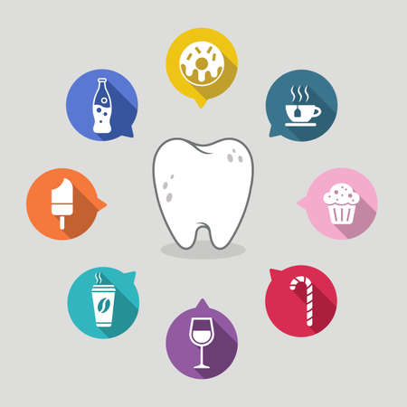 Dental cartoon with colorful icons.のイラスト素材