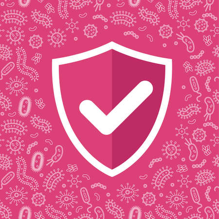 hygienic shield with tick protecting from virus, germs and bacteria. Flat style vector illustration.のイラスト素材