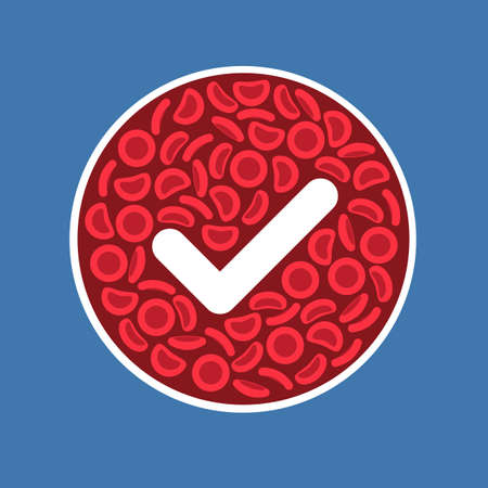 Blood Cells and tick in a circle - Vector illustrationのイラスト素材