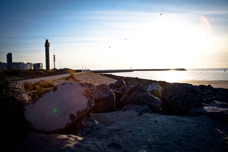 sunlight with towerの写真素材