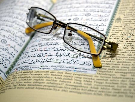 Glassess and Readding Bookの写真素材