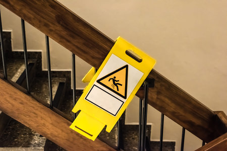 danger sign at a handrail