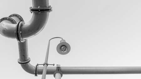 pipes around a street lampの写真素材