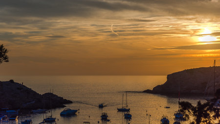 a boat enters the harbor