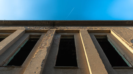 the three windows with a airplaneの写真素材