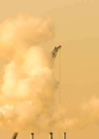 The crane also works in bad airの写真素材