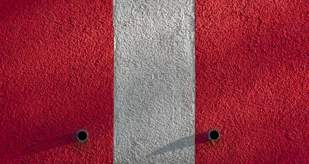 A white strip on the house facade in the morning lightの写真素材