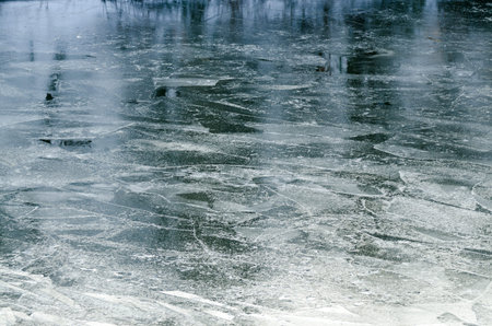 Thin ice sheets on the Spree in Berlin