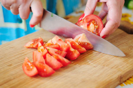 Salad preparation women, person, people, kitchen, meal, brightlyの写真素材