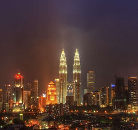 Night View of Kuala Lumpur, Malaysia  Petronas Twin Tower and other skyscraper located around Kuala Lumpur City