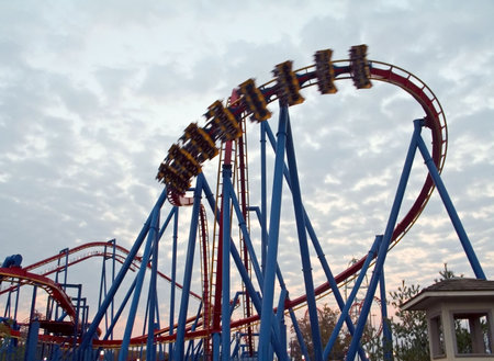 A modern steel roller coaster.