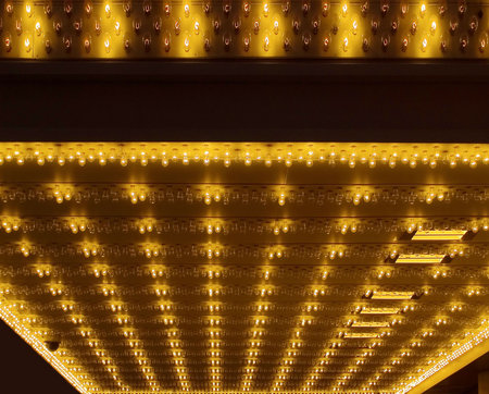 An abstract type photo of some city lights at night.の写真素材