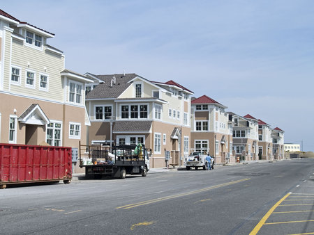 A row of newly constructed luxury condominiums in Asbury Park New Jersey.