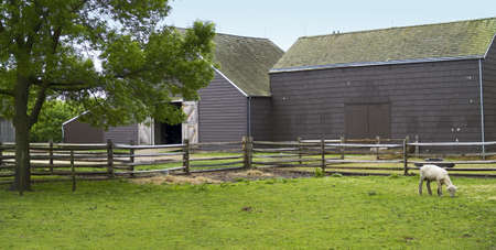 A panoramic view of the barnyard at the historic Longstreet Farm in Holmdel Park, Monmouth County, New Jersey.の写真素材