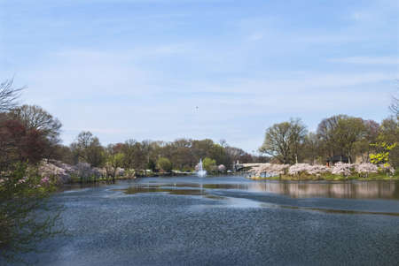A wide Spring view of Branchbrook Park in Newark, New Jersey.の写真素材