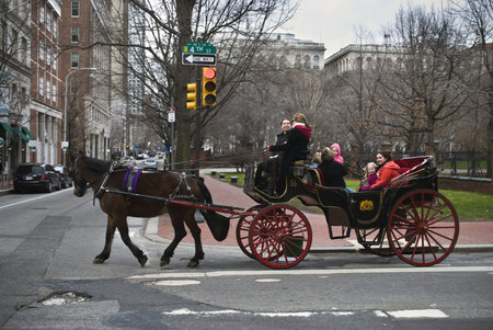 PHILADELPHIA - MARCH 11: A horse and carriage tour of old city, Philadelphia on March 11, 2011.
