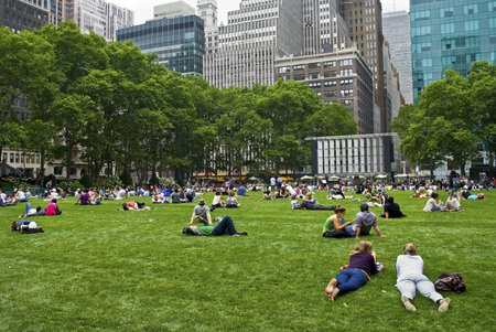 NEW YORK - JUNE 16: People enjoying a nice day in Bryant Park on June 16, 2011 in New York City....
