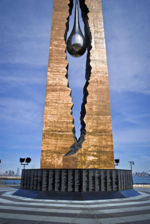 BAYONNE, NJ - MARCH 9: A View of the Teardrop Memorial in Bayonne, NJ on March 9,2012. The Teardrop Memorial is a gift from Russia To the Struggle Against World Terrorism dedicated in 2006.のeditorial素材