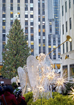 NEW YORK - NOVEMBER 30: Holiday Decorations and the Christmas tree in Rockefeller Center on November 30, 2012 in  New York City.のeditorial素材