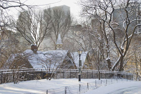Buildings and Snow An interesting building after a fresh snowfall in Central Park.の写真素材