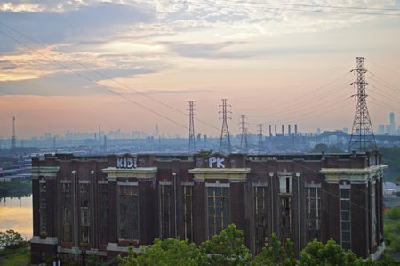 ELIZABETH, NEW JERSEY/USA - JUNE 22: An abandoned factory along the NJ Turnpike on June 22, 2012 in...