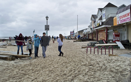 BELMAR, NEW JERSEY/USA â OCTOBER 30: Ocean Ave. full of sand the day after Hurricane Sandy on October 30 2012 in Belmar, NJ.のeditorial素材