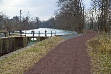 The Delaware and Raritan State park near lock #11 in Bound Brook New Jersey.の写真素材