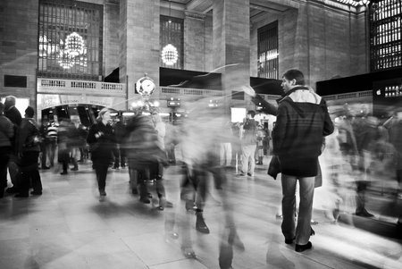 A motion blur in Grand Central Terminal in New York City.のeditorial素材