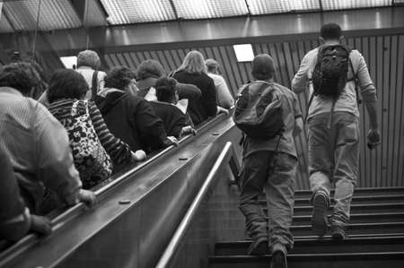 NEW YORK - MAY 21: People during rush hour at The Port Authority Bus Terminal on May 21 2013 in Manhattan. The bus terminal is the largest in the US and the busiest bus station in the world.のeditorial素材