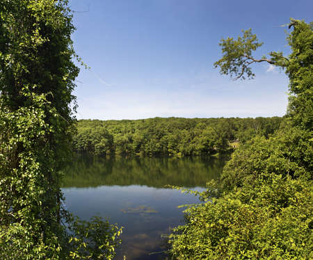 A scenic look at Mt Hope pond in Rockaway New Jersey の写真素材