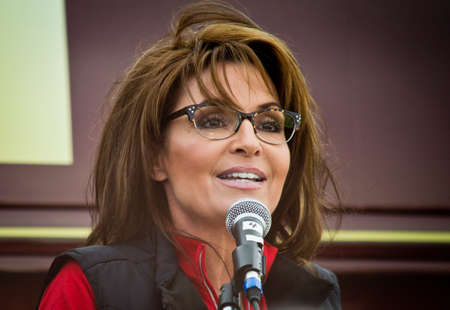 NEW EGYPT, NEW JERSEY USA â OCTOBER 12  Former Alaska governor and political superstar Sarah Palin at the Tea Party rally for Steve Lonegan on October 12 2013 in New Egypt New Jersey のeditorial素材