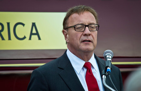 NEW EGYPT, NEW JERSEY USA â OCTOBER 12   Steve Lonegan Conservative Republican candidate for the US Senate campaigns on October 12 2013 in New Egypt New Jersey のeditorial素材