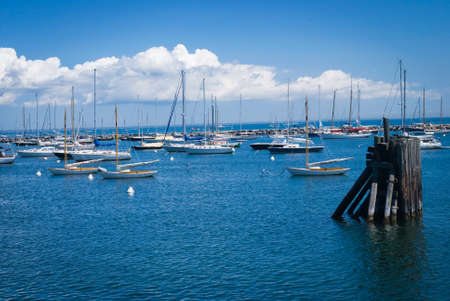 MARTHA S VINEYARD, MASSACHUSETTS USA -June 26  A View of sailboats in a marina  off Marthaâs Vineyard on July 26, 2011  Marthaâs Vineyard is a popular island off Cape Cod in Massachusetts のeditorial素材