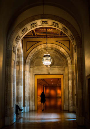NEW YORK-APRIL 14  An interior hallway inside the New York City Public Library on April 14 2014 in Manhattan  The library incorporates the Beaux-Arts classic style of architectureのeditorial素材