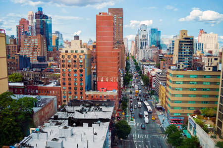 NEW YORK-JULY 29-An aerial view of 1st Ave and surrounding buildings on July 29 2014 over the upper East Side of Manhattan のeditorial素材