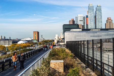 NEW YORK-OCTOBER 20:The newest section of the High Line near the Javits Center on 34th St. on...