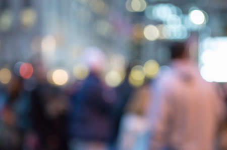 An abstract camera blur of people and lights in New York City.の写真素材