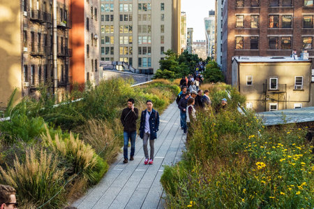 NEW YORK-OCTOBER 20:Classic New York City architecture can be seen along the High Line Park on...