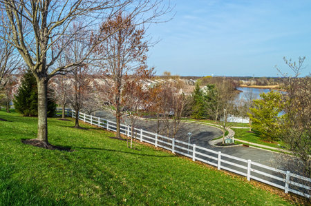 A view of a private development of town-homes and condominiums in Central New Jersey.のeditorial素材
