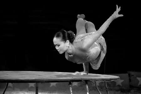 OLD BRIDGE NEW JERSEY JUNE 8  The incredible Maya from Mongolia a very flexible performer for The Kelly Miller Circus on June 8 2015 in Old Bridge NJ.のeditorial素材