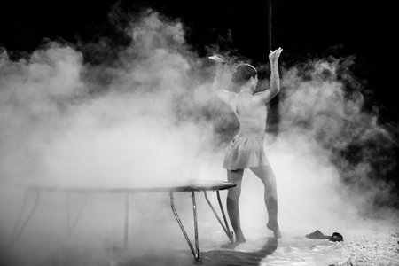 OLD BRIDGE, NEW JERSEY -JUNE 8 - The incredible Maya from Mongolia, a very flexible performer for The Kelly Miller Circus on June 8 2015 in Old Bridge NJ.のeditorial素材