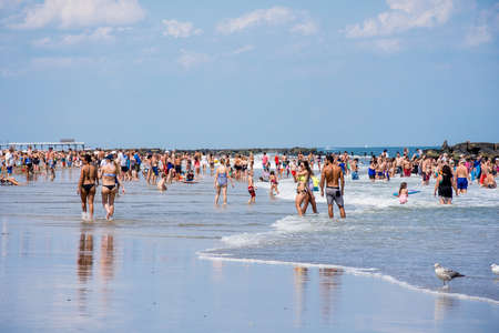 BELMAR, NEW JERSEY-AUGUST 1- A heat wave made for a perfect beach day on August 1 2015 in Belmar New Jersey.のeditorial素材