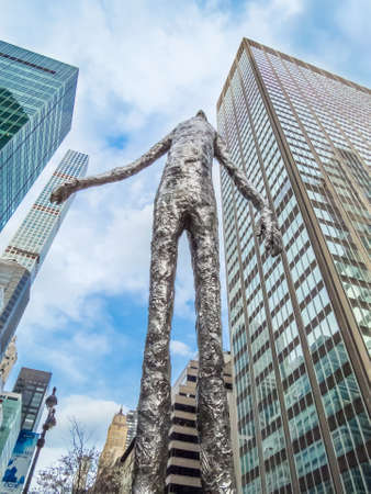 NEW YORK-MARCH 31-Looking Up a very tall modern art sculpture by Tom Friedman on Park Avenue, March 31 2016 in New York City.のeditorial素材
