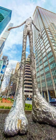 NEW YORK-MARCH 31-Looking Up a very tall modern art sculpture by Tom Friedman on Park Avenue, March 31 2016 in New York City.のeditorial素材