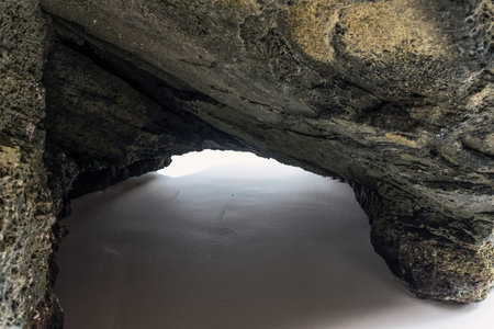 Rock formations on the beach at Horseshoe Bay in Bermuda.