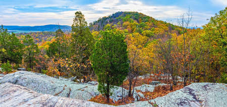 A panoramic view from the summit trail of Jenny Jump Forest in Warren County New Jersey.の写真素材
