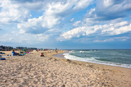 SPRING LAKE, NEW JERSEY - JULY 3 - A view of the beach on a late Summer afternoon on July 3 2017 in...